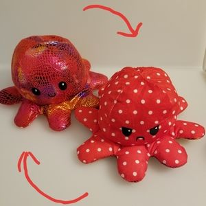A set of 2 Reversible octopus plushies